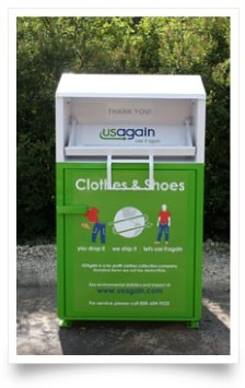 Photo of a USAgain clothing drop box.